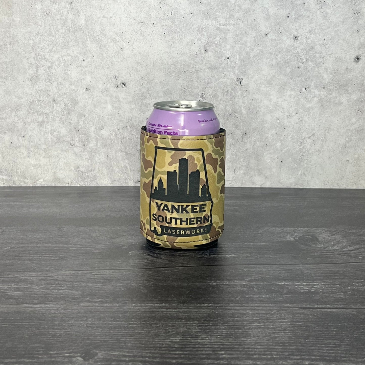 Premium Leatheretta 12oz Can Koozie in Duck Camo
