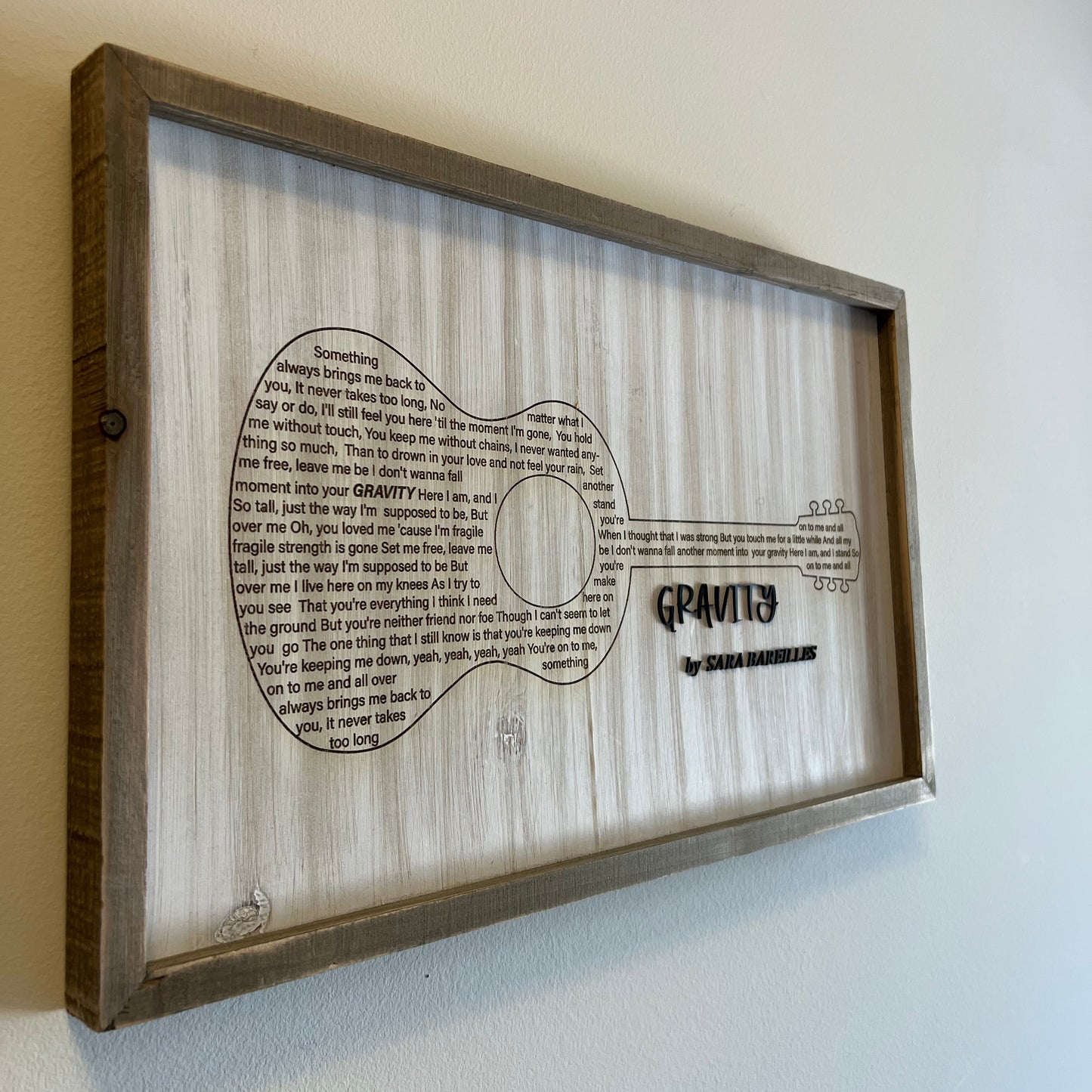Acoustic Guitar Wall Art – Personalized Lyrics & Barn Wood Frame