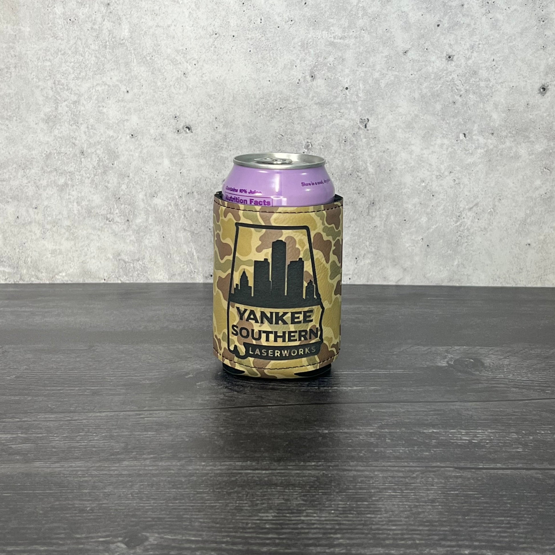 Premium Leatheretta 12oz Can Koozie in Duck Camo